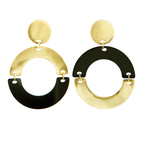 EARRINGS HALF MOONS BLACK PLEXI