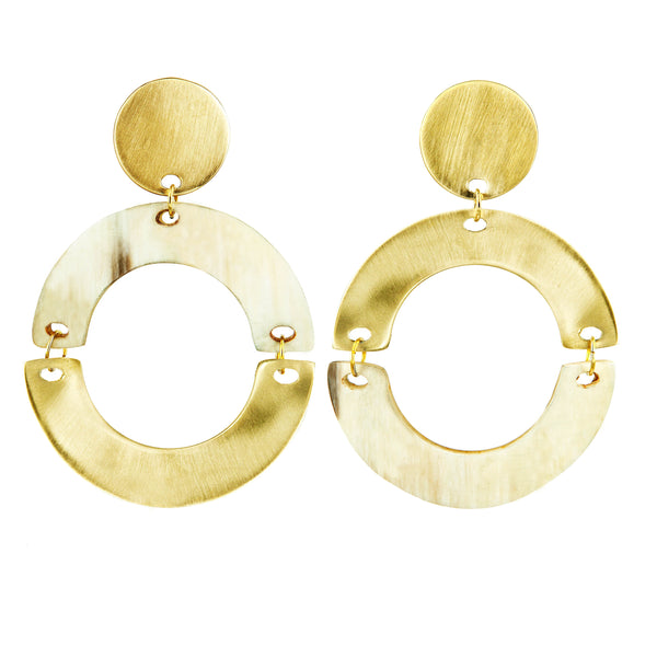 EARRINGS HALF MOONS HORN GOLD BRONZE