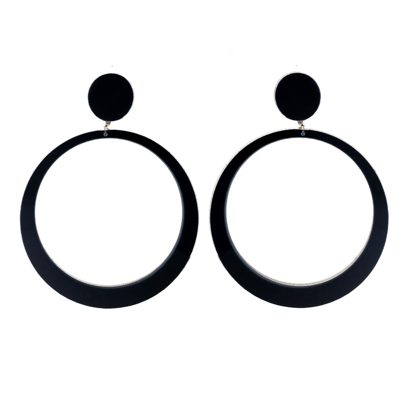 EARRINGS MAXI HOOPS BLACK