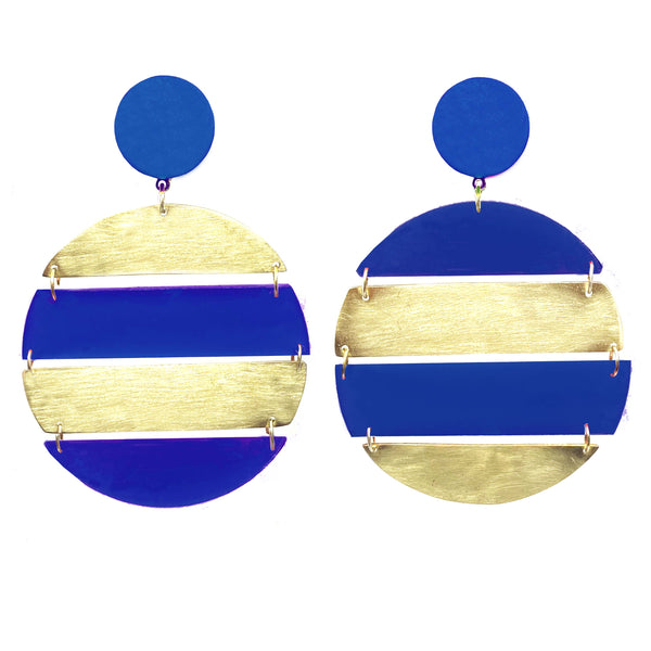 EARRINGS GOLD BRONZE PLEXI SUNSETS BLU