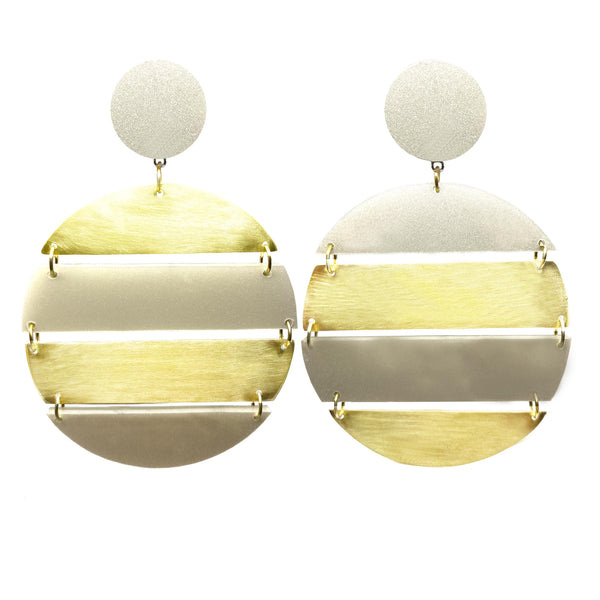 EARRINGS GOLD BRONZE PLEXI SUNSETS MOTHER OF PEARL
