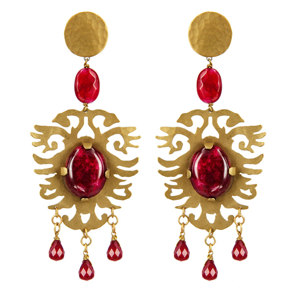 EARRINGS ARALDI GOLD BRONZE - RUBY