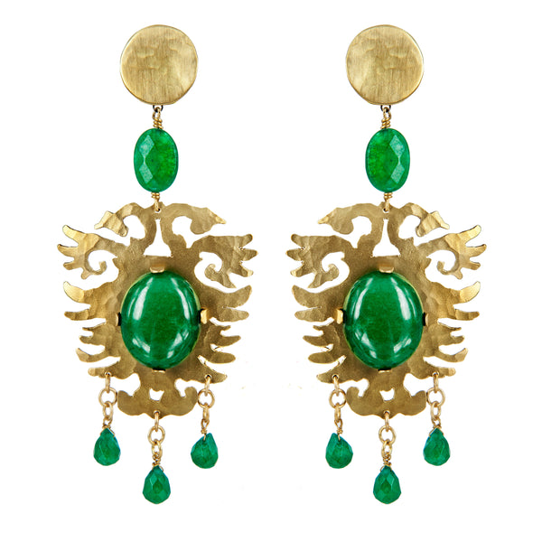 EARRINGS ARALDI GOLD BRONZE - EMERALD