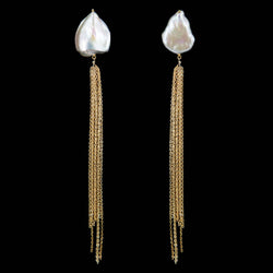 EARRINGS TUFT GOLD WHITE KEISHI PEARLS