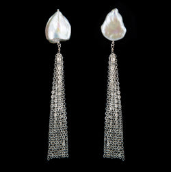 EARRINGS TUFT WHITE BRONZE KEISHI PEARLS