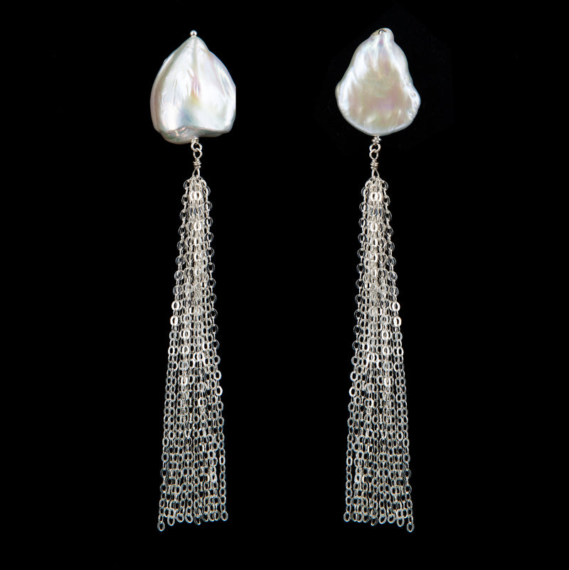 EARRINGS TUFT WHITE BRONZE KEISHI PEARLS