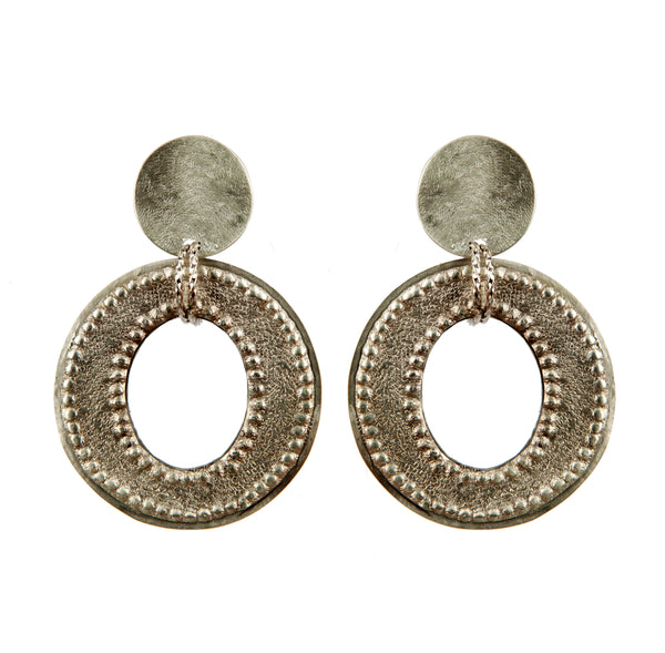 EARRINGS OVALS WHITE BRONZE