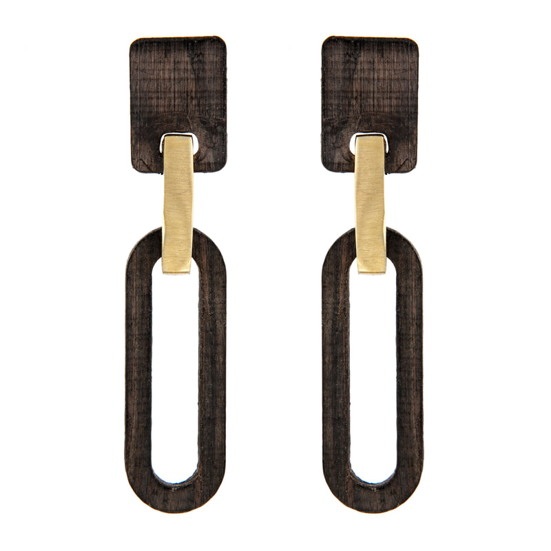 EARRINGS TRACK GOLD BRONZE & EBANO