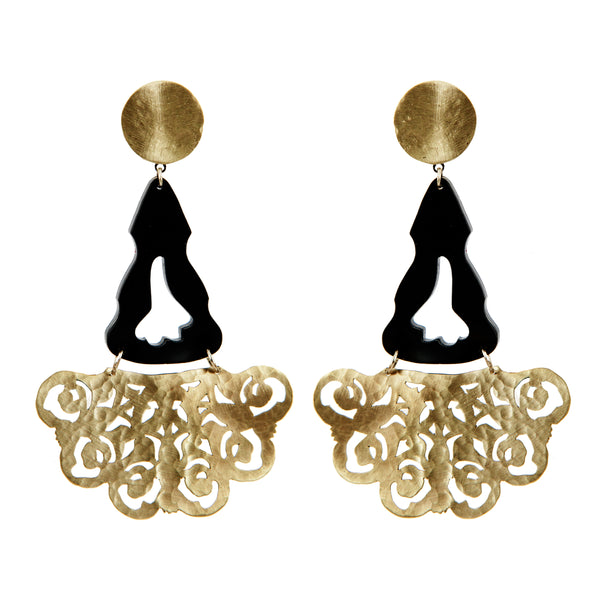 EARRINGS SPANISH GOLD BRONZE & PLEXI