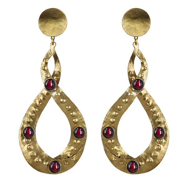 EARRINGS EIGHT GOLD BRONZE AND RUBY