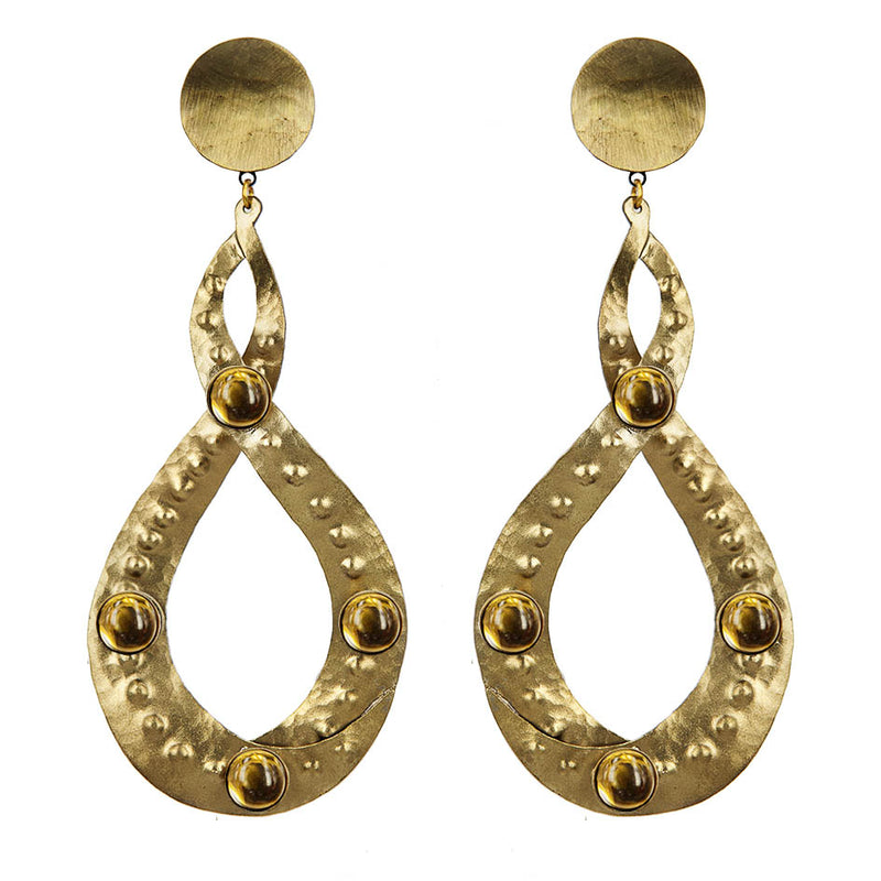 EARRINGS EIGHT GOLD BRONZE AND TOPAZ