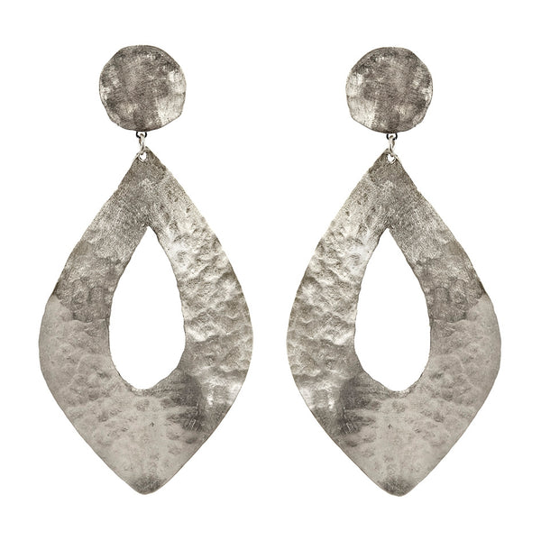 EARRINGS RHOMBUS WHITE BRONZE