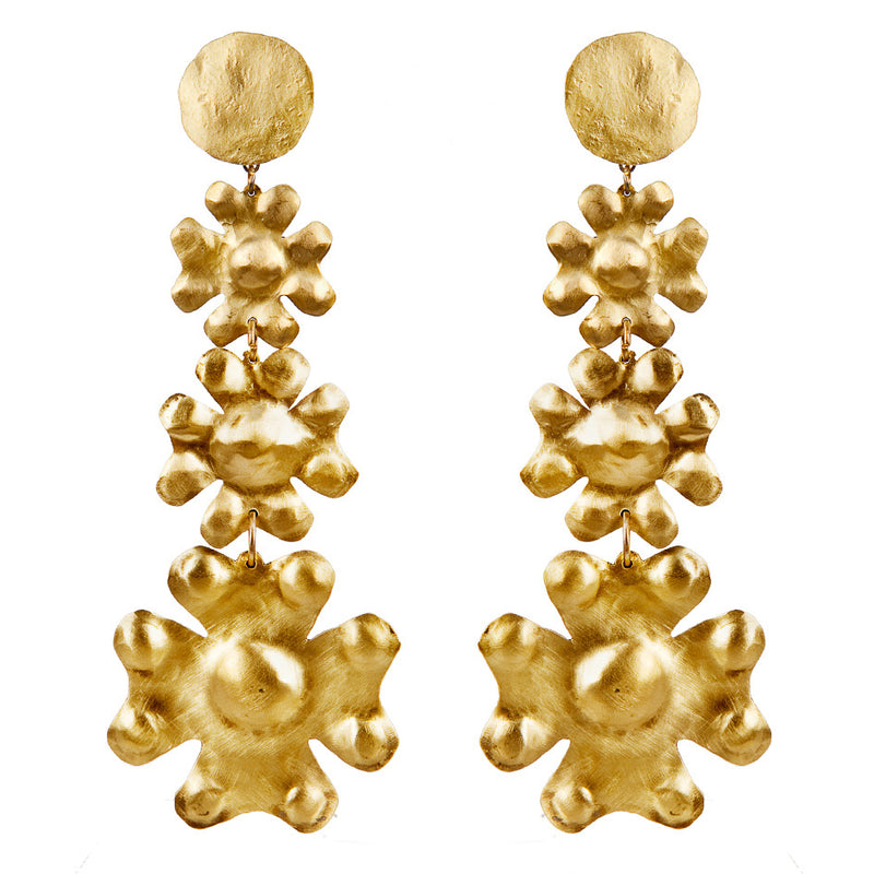 EARRINGS 3CRESTS GOLD BRONZE