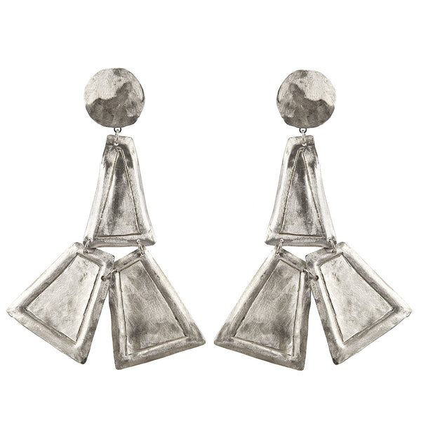 EARRINGS TRAPEZES WHITE BRONZE