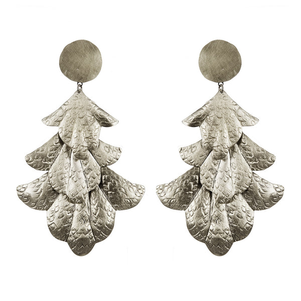 EARRINGS FANS WHITE BRONZE