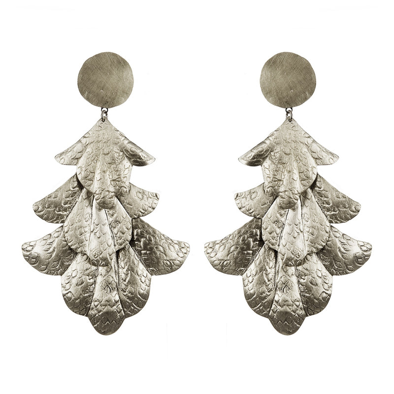 EARRINGS FANS WHITE BRONZE