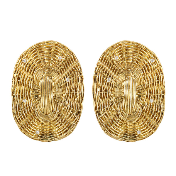 EARRINGS  BASKET GOLD BRONZE & SWAROSKI