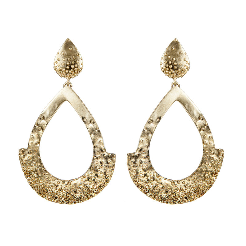 EARRINGS POINTED DROPS GOLD BRONZE