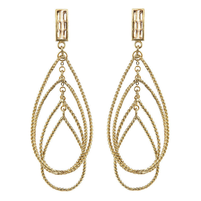 EARRINGS GOLD BRONZE DROPS WHITE OPAL