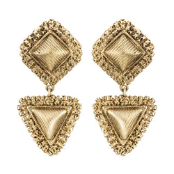 EARRINGS SQUARES MEDA GOLD BRONZE