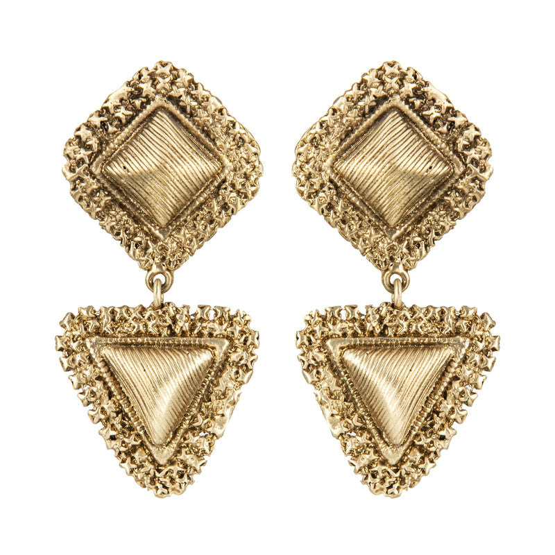 EARRINGS SQUARES MEDA GOLD BRONZE