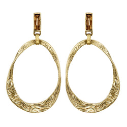 EARRINGS WOOD OVAL LIGHT TOPAZ GOLD BRONZE