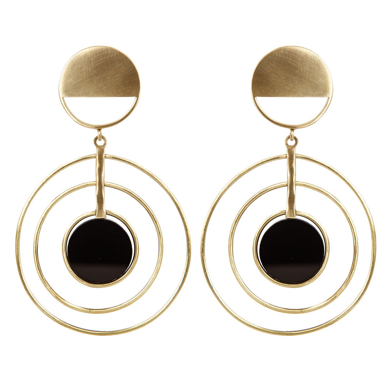EARRINGS ORBIDIX BLAKC GOLD BRONZE