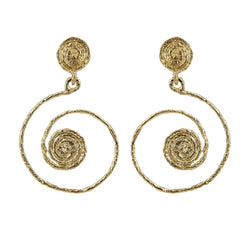 EARRINGS BANANA LEAFS GOLD BRONZE