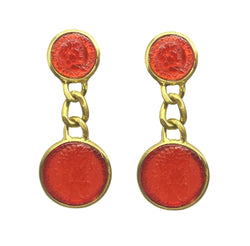 EARRINGS  CAESER COIN RED