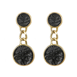 EARRINGS  CAESER COIN BLACK