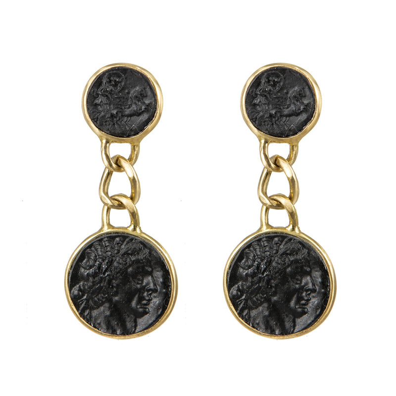 EARRINGS  CAESER COIN BLACK