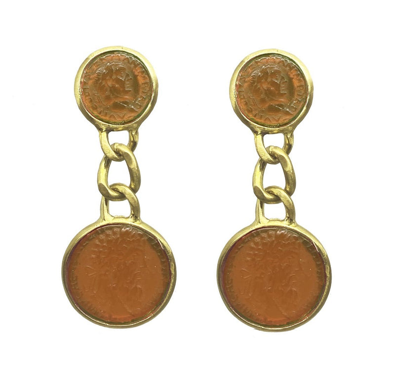 EARRINGS  CAESER COIN BROWN