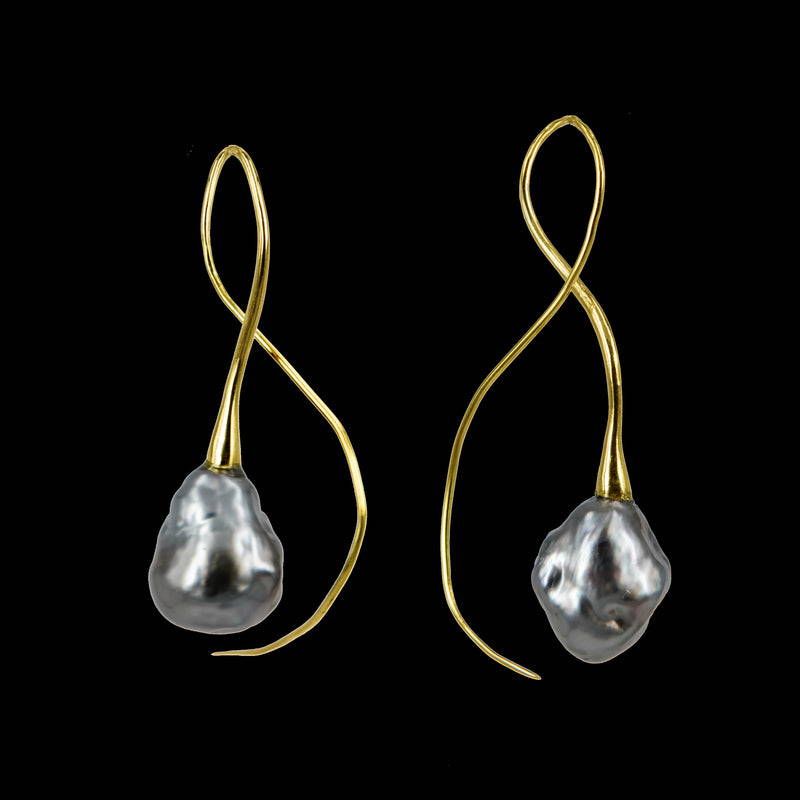 EARRINGS NOTES GOLD BRONZE & GREY KEISHI PEARLS