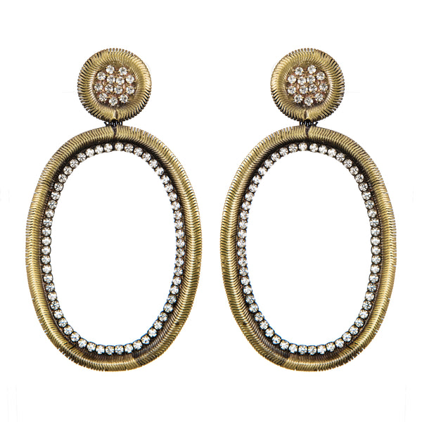 EARRINGS OVALS FOX OXIDIZED GOLD