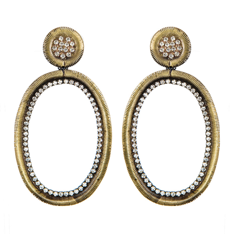 EARRINGS OVALS FOX OXIDIZED GOLD