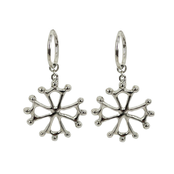 SANTIAGO CROWN CROSSES RHODIUM EARRINGS