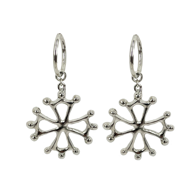SANTIAGO CROWN CROSSES RHODIUM EARRINGS