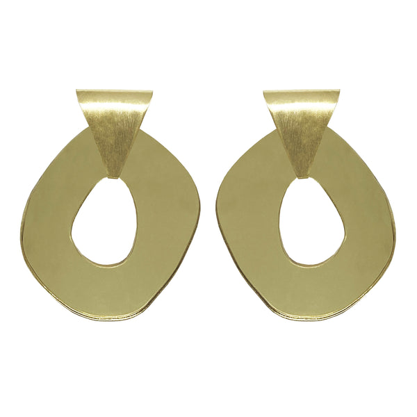 EARRINGS PLEXI GOLD BRONZE MISSHAPE OVALS