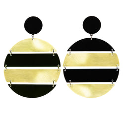 EARRINGS GOLD BRONZE PLEXI SUNSETS BLACK