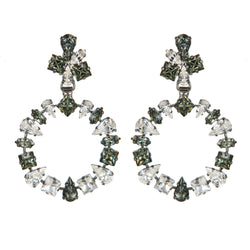 EARRINGS MULTICIRCLES CRYSTAL & GREY RUTHENIUM
