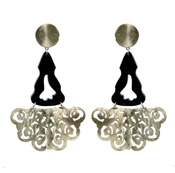 EARRINGS SPANISH WHITE BRONZE & PLEXI