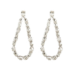 LONG DROPS CRYSTAL SILVER EARRINGS