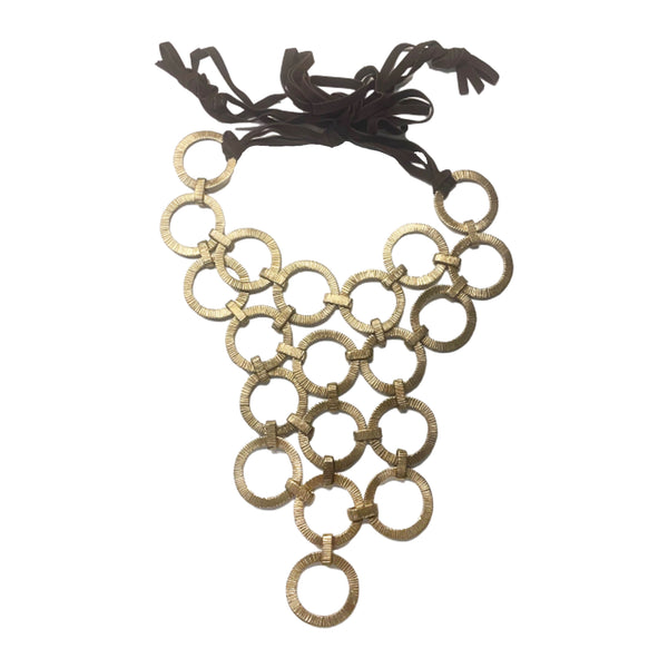 DISCS TEXTURE GOLD BRONZE NECKLACE