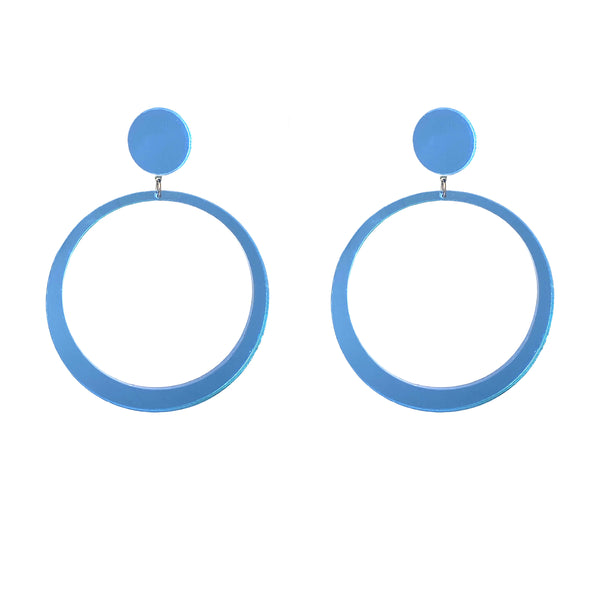 EARRINGS MINI HOOPS MIRROR BLUE