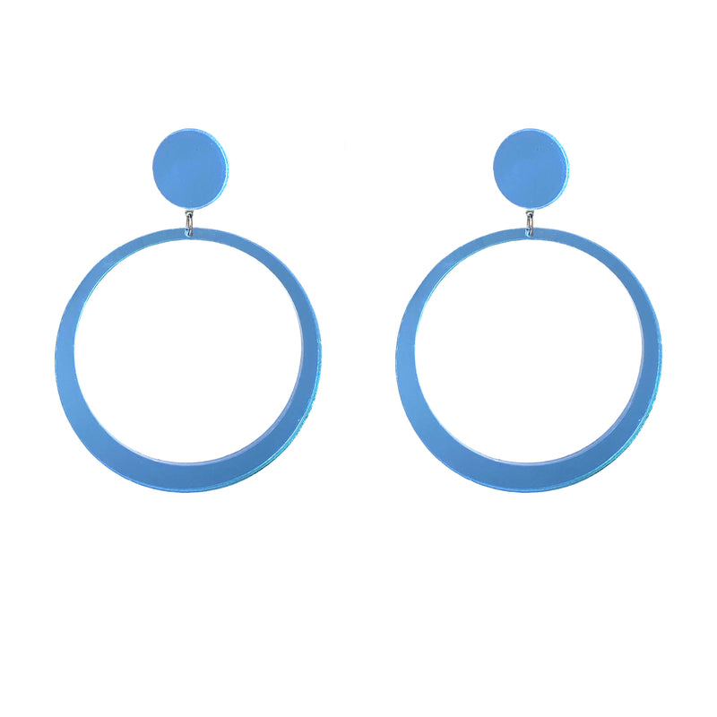 EARRINGS MINI HOOPS MIRROR BLUE