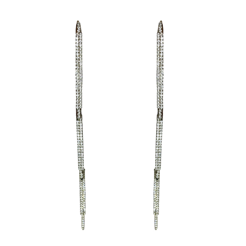 SPARKLE PORCUPINE THORNS White BRONZE EARRINGS