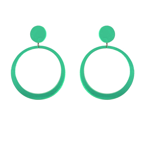 EARRINGS MINI HOOPS MIRROR GREEN