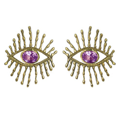 EYELASH  TOURMALINE GOLD BRONZE EARRINGS