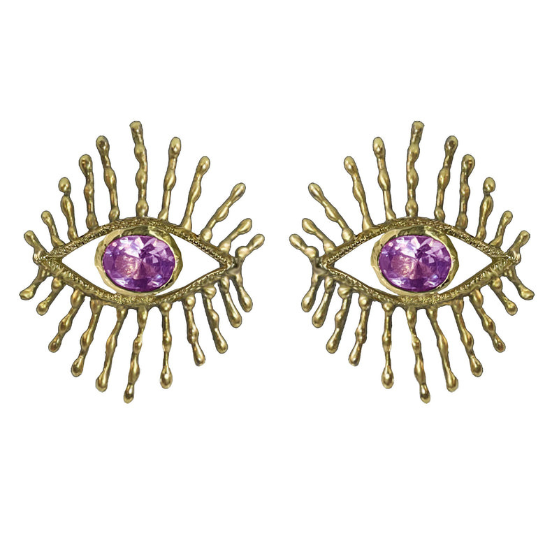 EYELASH  TOURMALINE GOLD BRONZE EARRINGS
