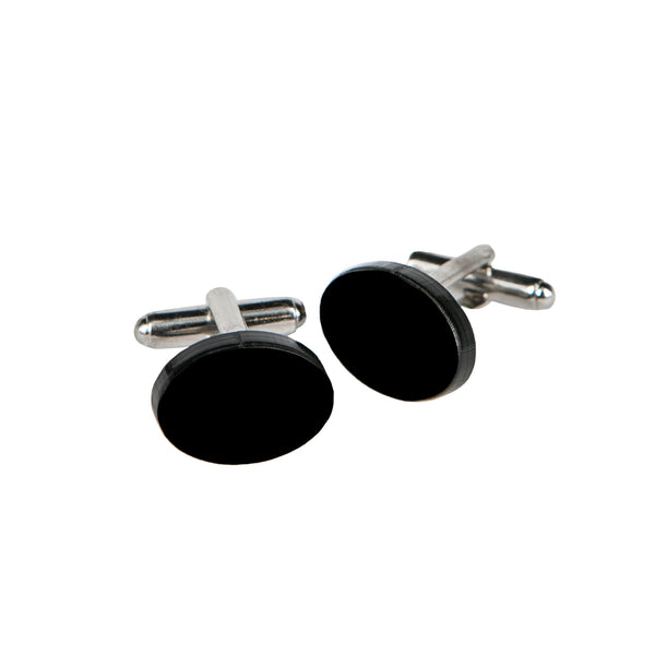 CUFFLINKS OVAL BLACK PLEXI